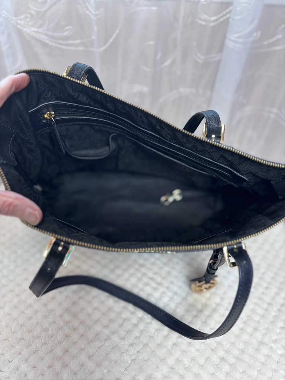 Michael Kors Black Saffiano Leather Tote with Gold Hardware - Picture 10 of 14